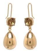 Drop Crystal Hook Earring Gold Bud To Rose