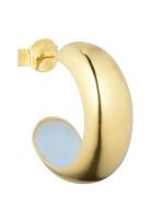 Chunky Rainbow Hoop Enamel 8Mm Gold Plated Blue Design Letters