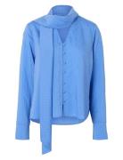 Slflucia Ls Tie Shirt B Blue Selected