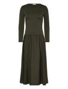 Midi Jersey Woven Combo Ls Dress Khaki GANT