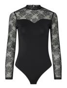 Pcmilly Ls Lace Bodystocking Noos Black Pieces