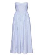 Lola Corset Stripe Midi Dress Blue Bardot