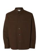 Slmtravis Twill Overshirt Ls Noos Brown Selected