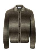 Slhgaard Ls Knit Relaxed Polo Cardigan Brown Selected