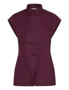 Slfdelia-Fina Slim Ss Shirt Ex Burgundy Selected