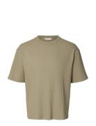 Slmrelaxsimon Ribbed Ss Tee Khaki Selected