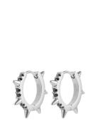 Crown Spike Earring Black/Silver Silver Bud To Rose