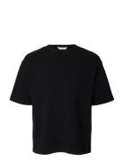 Slmrelaxsonny Waffle Ss O-Neck Tee Black Selected