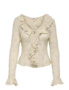 Onlpearlina Ls Ruffle Lace Top Wvn Cream ONLY