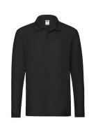 Premium Long Sleeve Polo Black Fruit Of The Loom