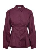 Slfdelia Ls Fitted Shirt Ex Burgundy Selected