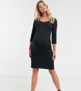 Mamalicious Maternity organic cotton jersey midi dress in black