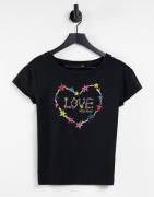 Love Moschino star heart logo t-shirt in black