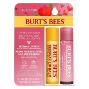 Burt's Bees Lip Duo Tinted Lip Balm Hibiscus + Lip Balm Beeswax B