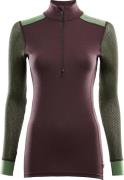 Aclima Women's WoolNet Hybrid Mock Neck Fudge/Dill/Olive Night