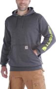 Carhartt Men's Sleeve Logo Hooded Sweatshirt Carbon Heather