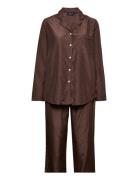 Melinda Viscose/Cotton Jacquard Dot Pajama Set Pyjama Brown Lexington ...
