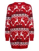 Vianna Reindeer Christmas Knit Dress/Ka Lyhyt Mekko Red Vila