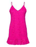 Lace Flounce Slip Dress Lyhyt Mekko Pink ROTATE Birger Christensen