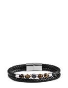 Leather/Beads Combo Bracelet Rannekoru Korut Black Edd.