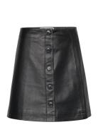 Slfdora Hw Short Leather Skirt Lyhyt Hame Black Selected Femme