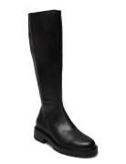 Boots - Flat Korkeavartiset Saapikkaat Black ANGULUS