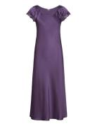 Pure Silk - Long Nightdress W/Short Yöpaita Purple Lady Avenue