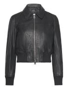 Leather Jacket With Elasticated Hem Nahkatakki Black Mango