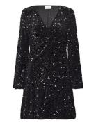 Vibarina Wide Sleeve Glitter Dress Lyhyt Mekko Black Vila