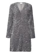 Vibarina Wide Sleeve Glitter Dress Lyhyt Mekko Silver Vila