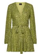 Sequin Bellissa Dress Lyhyt Mekko Green Bardot