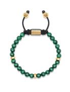 Men's Beaded Bracelet With Malachite And Gold Rannekoru Korut Green Ni...