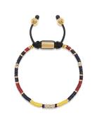 Men's Beaded Bracelet With Black, Yellow And Red Mini Disc B Rannekoru...