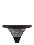 Lace Satin Thong Stringit Alusvaatteet Black Understatement Underwear