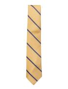Yellow Blue Single Stripes Silk Tie Solmio Kravatti Multi/patterned AN...