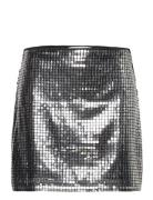 Sequin Miniskirt Lyhyt Hame Silver Mango