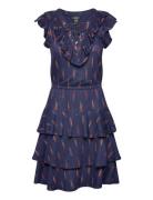 Geo-Print Ruffle-Trim Jersey Dress Lyhyt Mekko Navy Lauren Ralph Laure...