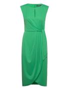 Stretch Jersey Tie-Front Dress Polvipituinen Mekko Green Lauren Ralph ...
