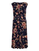 Floral Twist-Front Stretch Jersey Dress Polvipituinen Mekko Navy Laure...