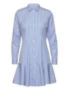 Striped Cotton Broadcloth Shirtdress Lyhyt Mekko Blue Lauren Ralph Lau...