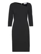 Scuba Crepe Asymmetric Dress Polvipituinen Mekko Black Calvin Klein