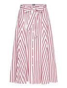 Striped Cotton A-Line Skirt Polvipituinen Hame Red Polo Ralph Lauren
