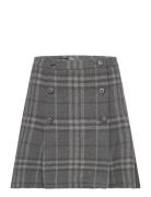 Plaid Pleated Wool-Blend Tweed Miniskirt Lyhyt Hame Grey Lauren Ralph ...
