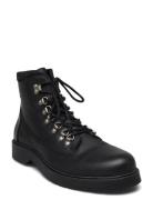 Slhmads Leather Boot B Noos Nyörisaappaat Black Selected Homme