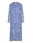 Rikka Mia V-Neck Long Dress Polvipituinen Mekko Blue Minus