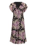 Floral Crinkle Georgette Dress Polvipituinen Mekko Multi/patterned Lau...