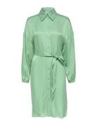 Slfirene-Tonia Ls Cupro Shirt Dress B Polvipituinen Mekko Green Select...