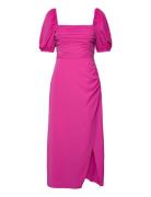 Afina Verona Ruched Midi Dress Polvipituinen Mekko Pink French Connect...