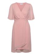 Virilla V-Neck 2/4 Short Dress/Bm/Dc Polvipituinen Mekko Pink Vila