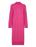 Slfrena Ls High Neck Knit Dress Camp Polvipituinen Mekko Pink Selected...